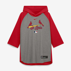 St. Louis Cardinals Nike Authentic Collection Flux Dri-FIT Raglan 3/4-Sleeve Hooded T-Shirt - Gray T-shirts