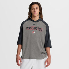 Washington Nationals Nike Authentic Collection Flux Dri-FIT Raglan 3/4-Sleeve Hooded T-Shirt - Gray T-shirts
