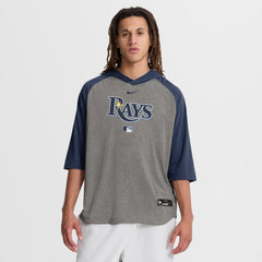 Tampa Bay Rays Nike Authentic Collection Flux Dri-FIT Raglan 3/4-Sleeve Hooded T-Shirt - Gray T-shirts