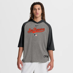 San Francisco Giants Nike Authentic Collection Flux Dri-FIT Raglan 3/4-Sleeve Hooded T-Shirt - Gray T-shirts