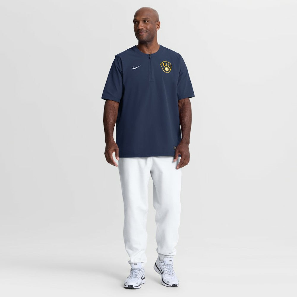 Milwaukee Brewers Nike Authentic Collection Dri-FIT Quarter-Zip Windshirt - Navy