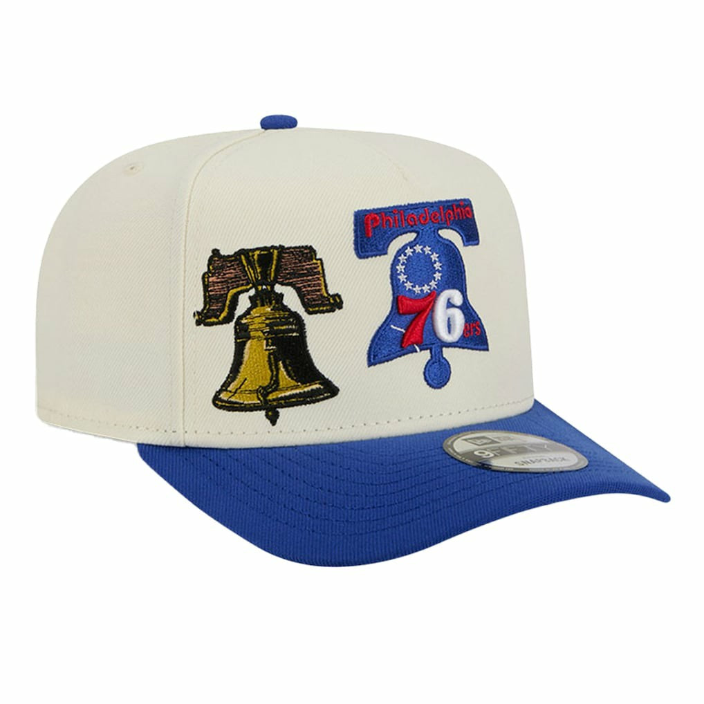 Philadelphia 76ers Illustrated Mascot 2-Toned Pre-Curved A-Frame 9FIFTY Adjustable Hat Cream - New Era