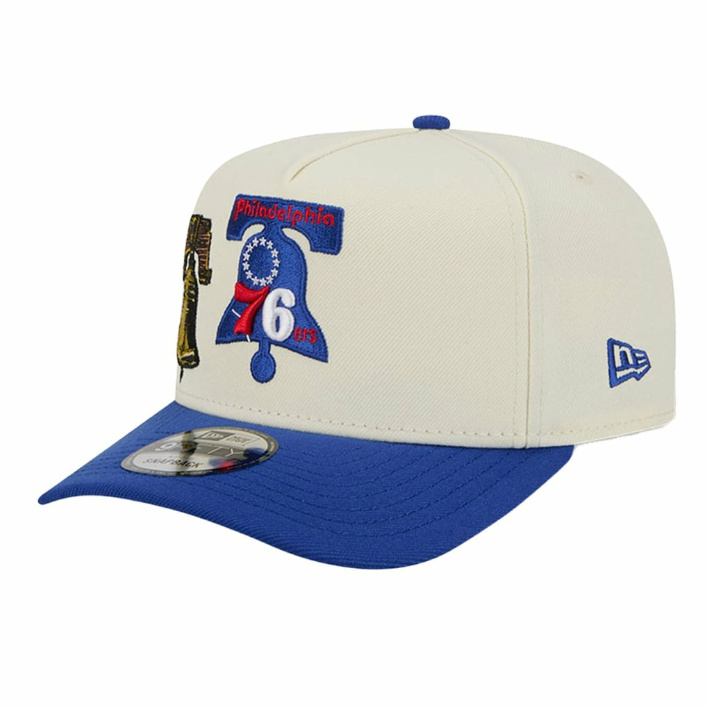 Philadelphia 76ers Illustrated Mascot 2-Toned Pre-Curved A-Frame 9FIFTY Adjustable Hat Cream - New Era