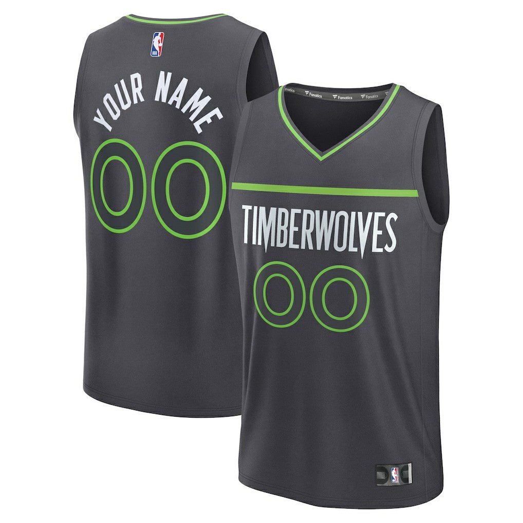Minnesota Timberwolves Fastbreak Custom Jersey Statement Edition Anthracite - Fanatics