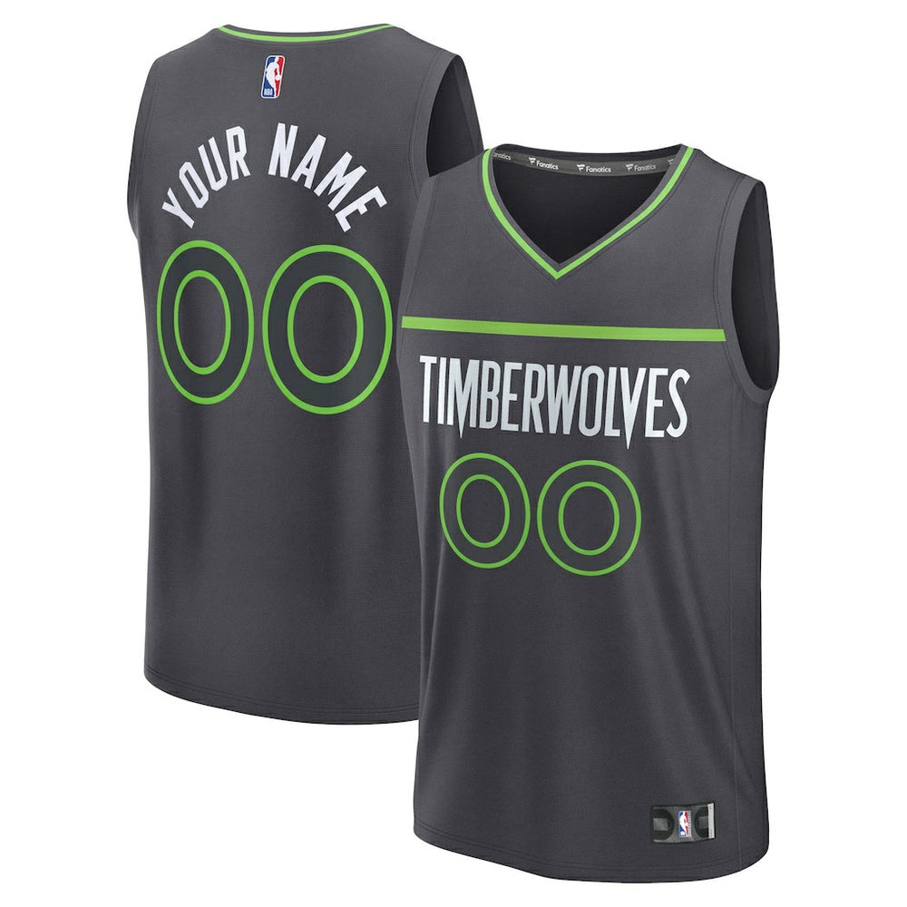 Minnesota Timberwolves Fastbreak Custom Jersey Statement Edition Anthracite - Fanatics