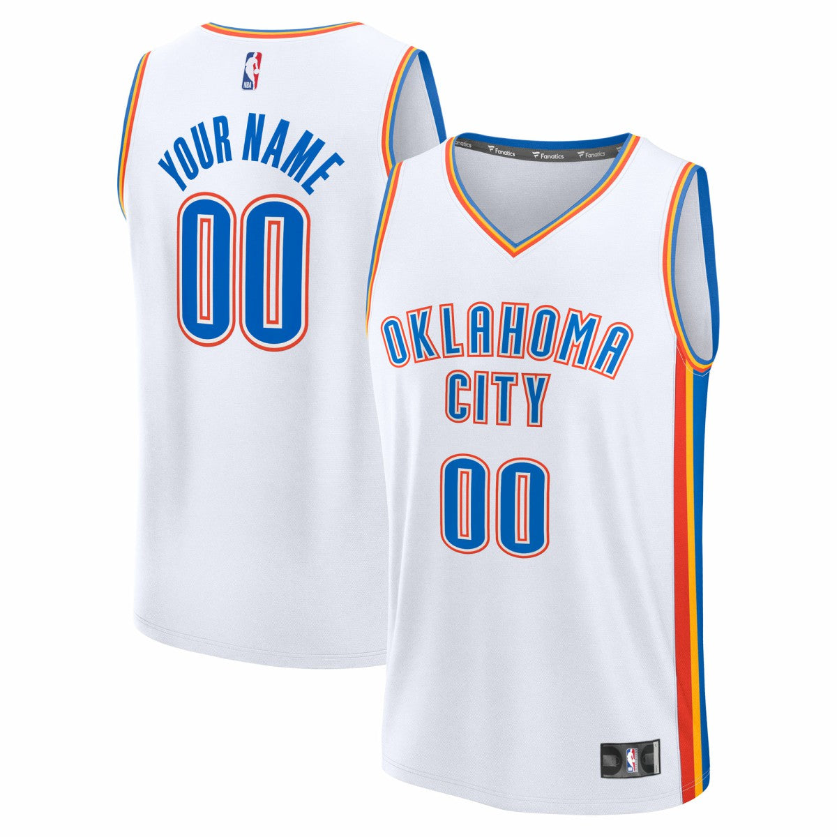 Oklahoma City Thunder Fast Break Custom Jersey Association Edition White - Fanatics