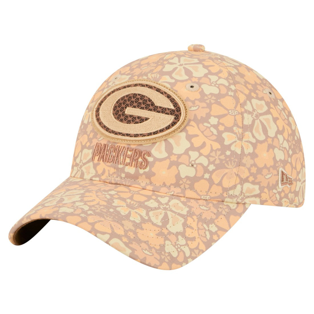 Green Bay Packers New Era Women's Floral 9TWENTY Adjustable Hat - Tan Hats