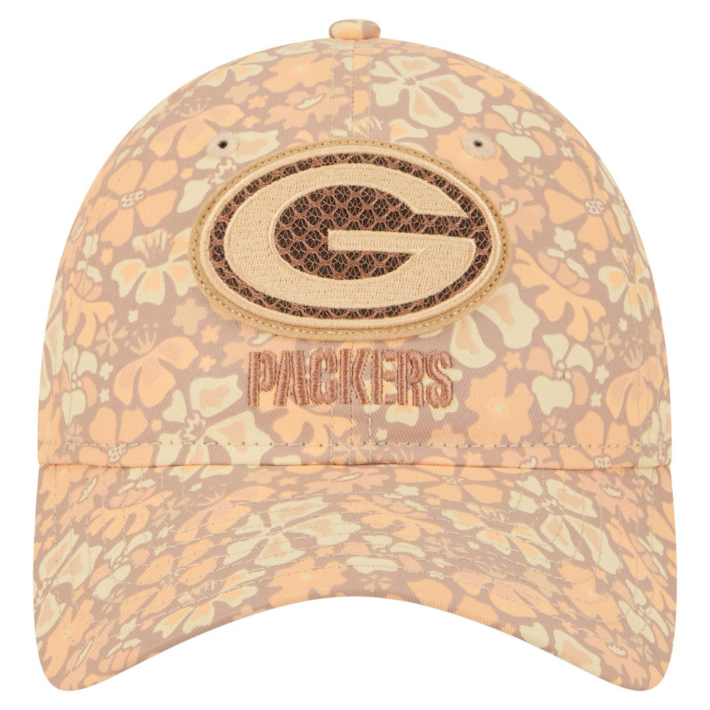 Green Bay Packers New Era Women's Floral 9TWENTY Adjustable Hat - Tan Hats