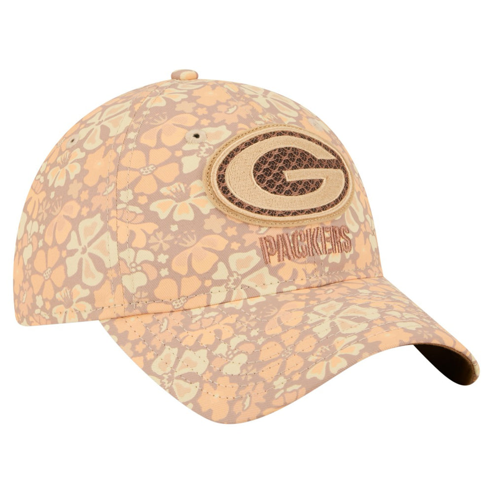 Green Bay Packers New Era Women's Floral 9TWENTY Adjustable Hat - Tan Hats
