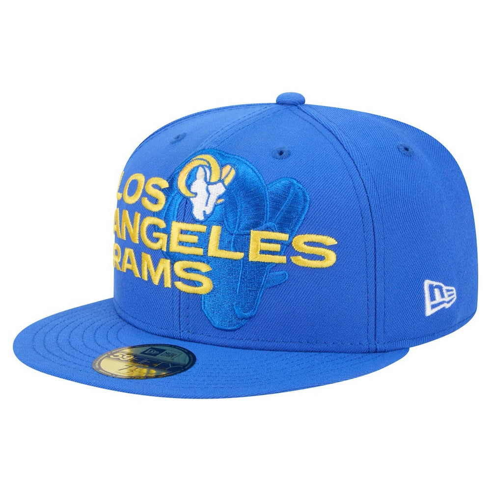 Los Angeles Rams New Era Overlap Wordmark 59FIFTY Fitted Hat - Royal Hats