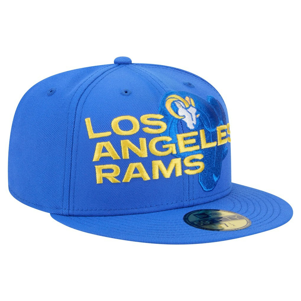 Los Angeles Rams New Era Overlap Wordmark 59FIFTY Fitted Hat - Royal Hats
