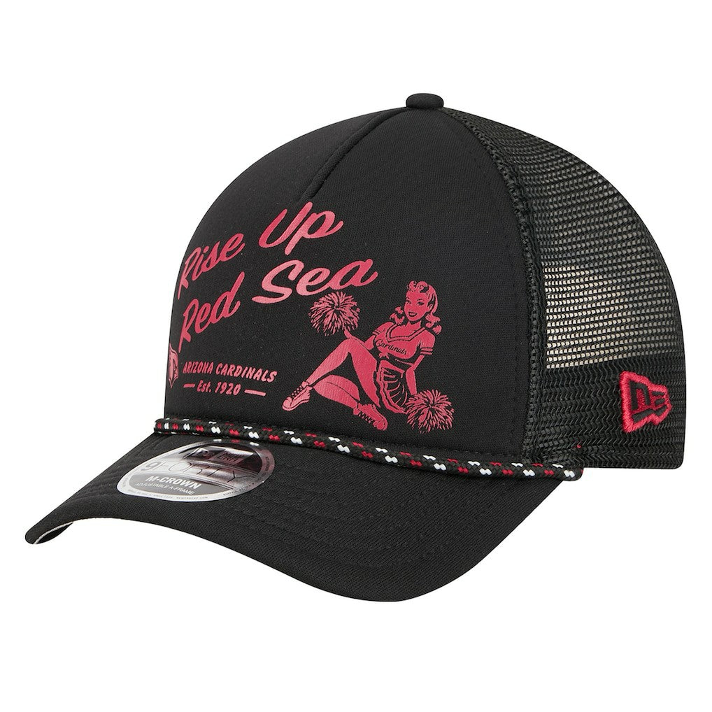 Arizona Cardinals New Era Gas Station 9FORTY A-Frame M-Crown Adjustable Trucker Hat - Black Hats