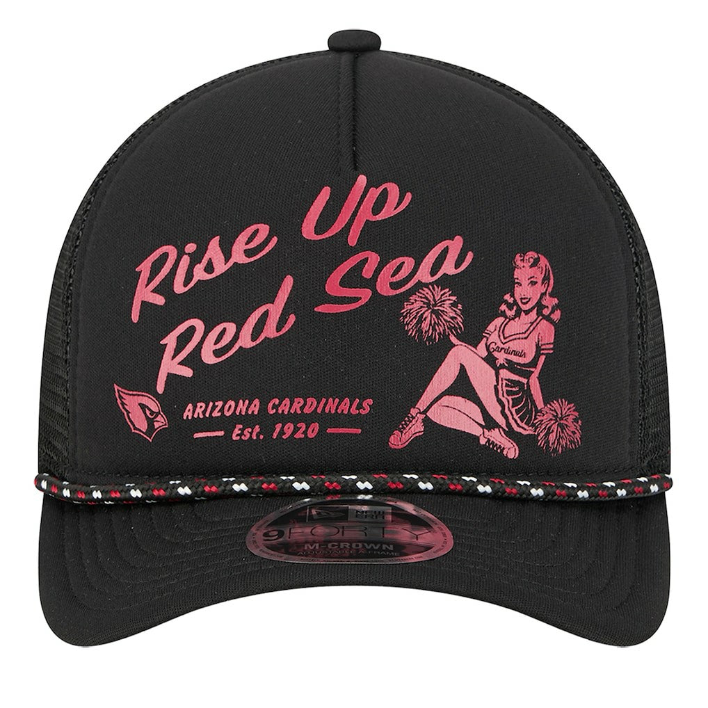 Arizona Cardinals New Era Gas Station 9FORTY A-Frame M-Crown Adjustable Trucker Hat - Black Hats