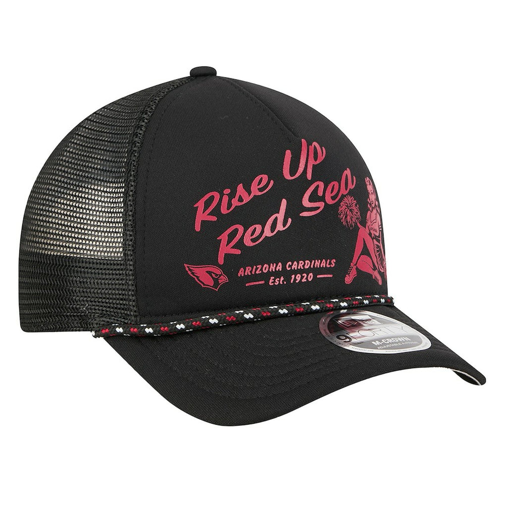 Arizona Cardinals New Era Gas Station 9FORTY A-Frame M-Crown Adjustable Trucker Hat - Black Hats