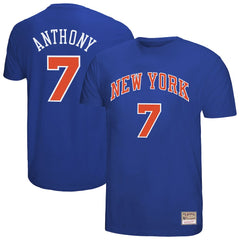 Carmelo Anthony New York Knicks Hardwood Classics Retro Name & Number T-Shirt Royal - Mitchell & Ness