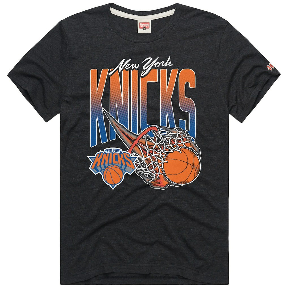 New York Knicks Homage On Fire Tri-Blend T-Shirt Charcoal