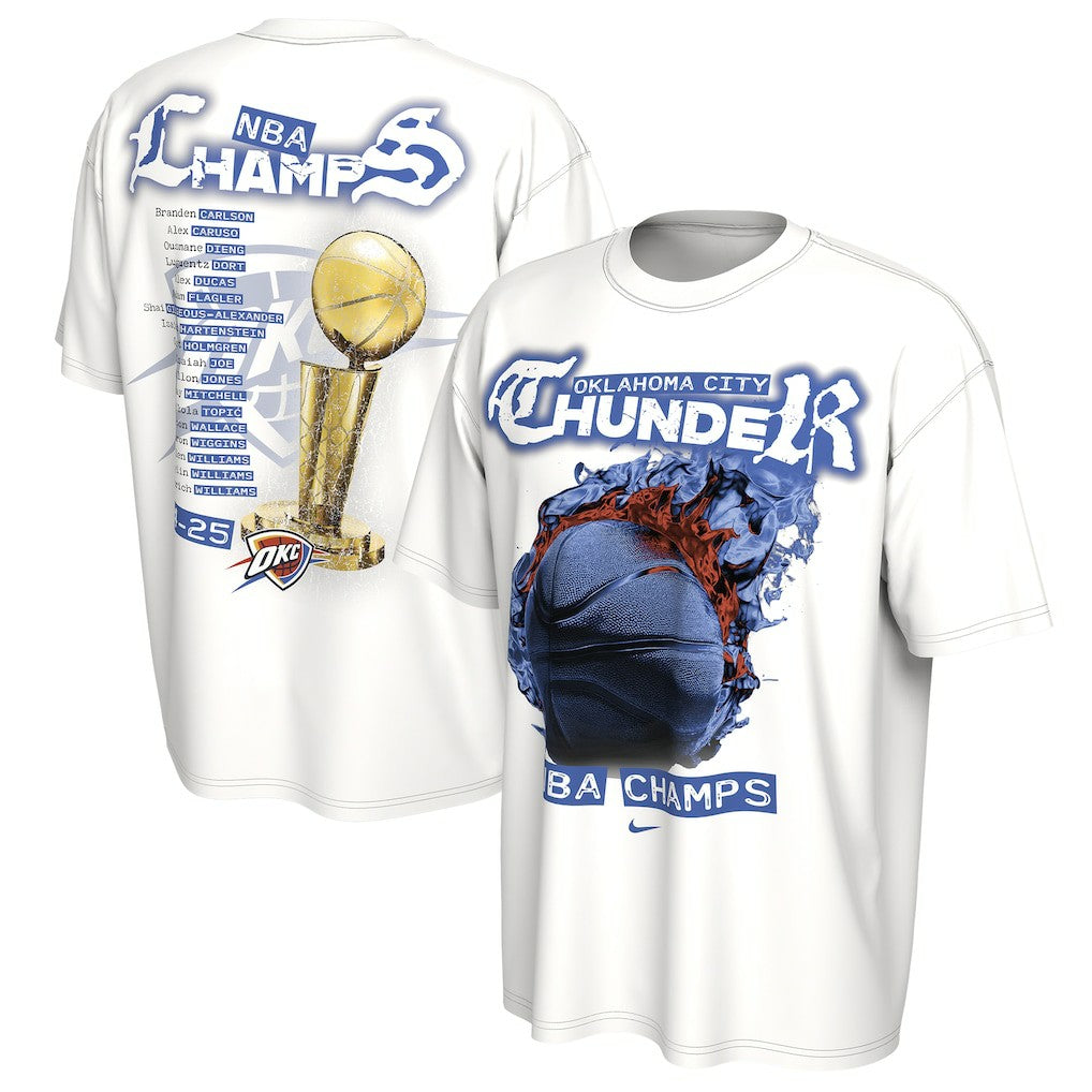 Oklahoma City Thunder Unisex 2025 NBA Finals Champions Celebration Parade Roster T-Shirt White - Nike outlet