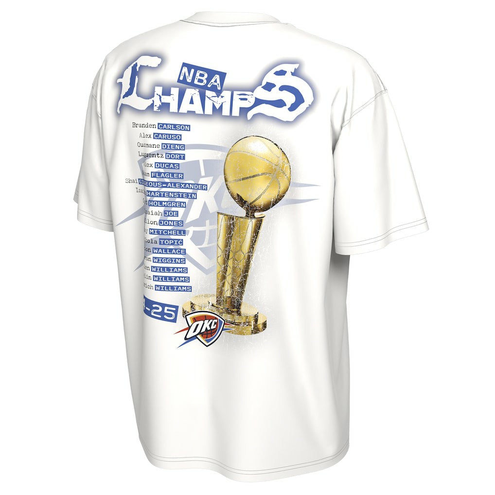Oklahoma City Thunder Unisex 2025 NBA Finals Champions Celebration Parade Roster T-Shirt White - Nike outlet