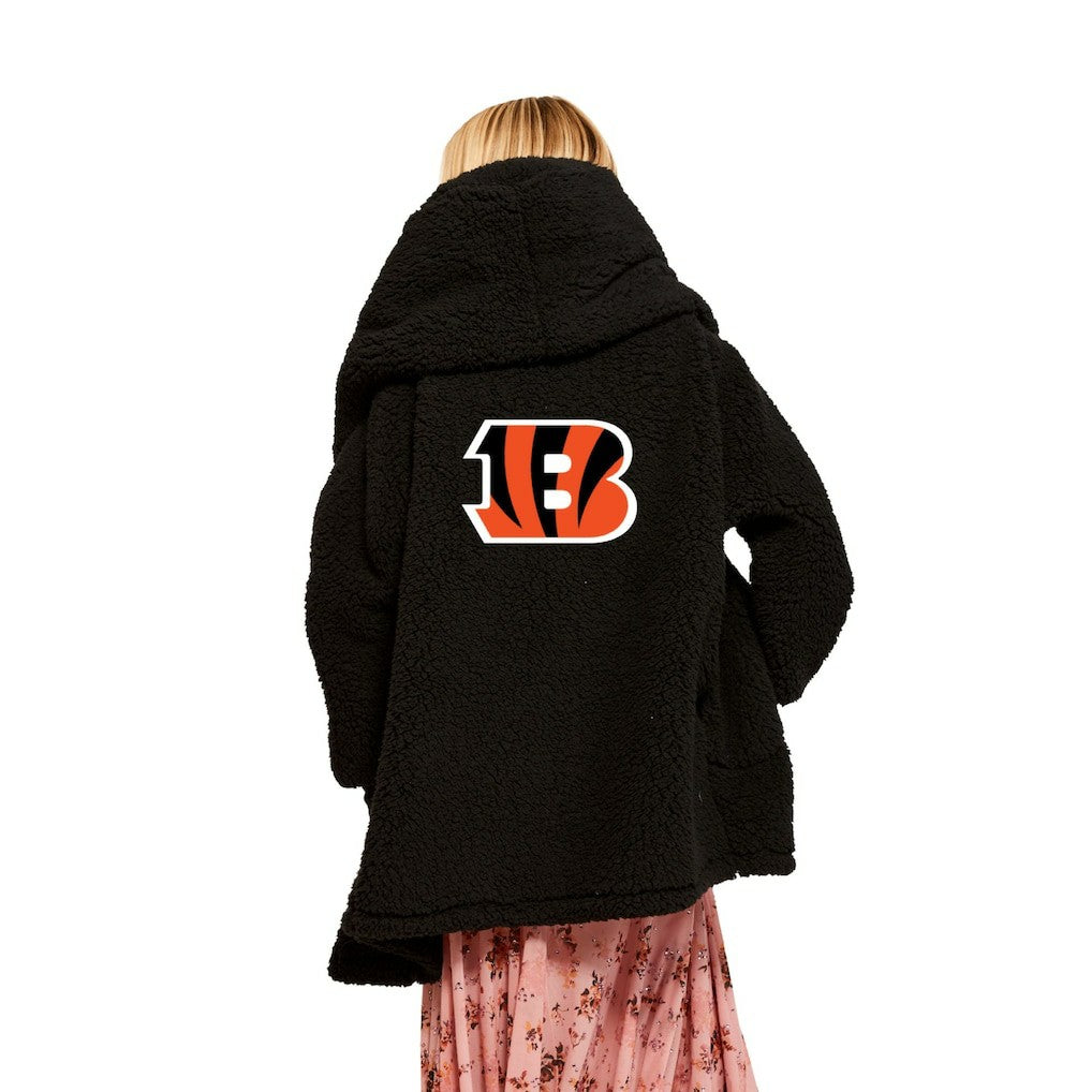 Cincinnati Bengals Jill Martin Women's Oversized Hooded Lounger - Black