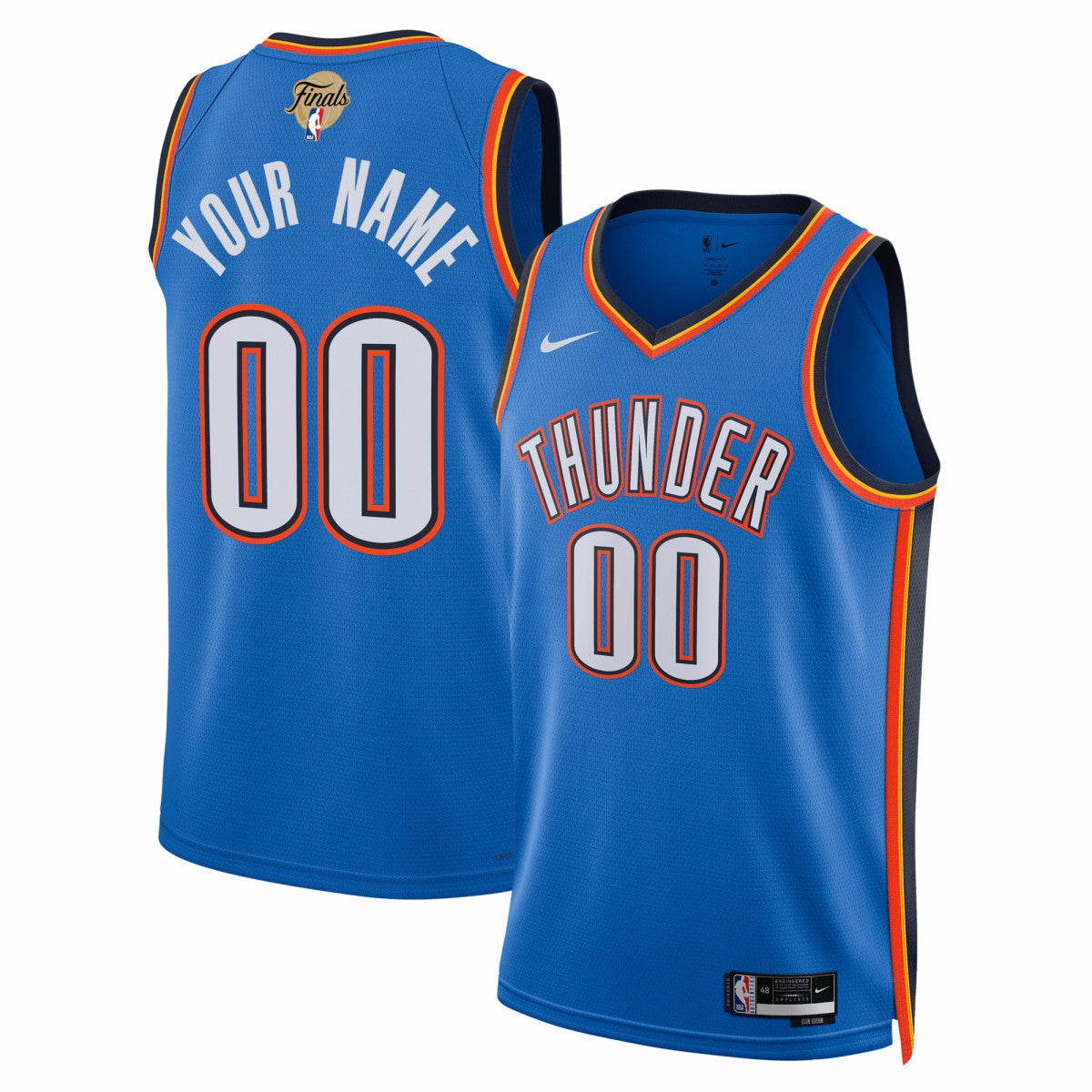 Oklahoma City Thunder Unisex 2025 NBA Finals Patch Custom Swingman Jersey Blue Icon Edition - Nike