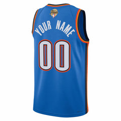 Oklahoma City Thunder Unisex 2025 NBA Finals Patch Custom Swingman Jersey Blue Icon Edition - Nike