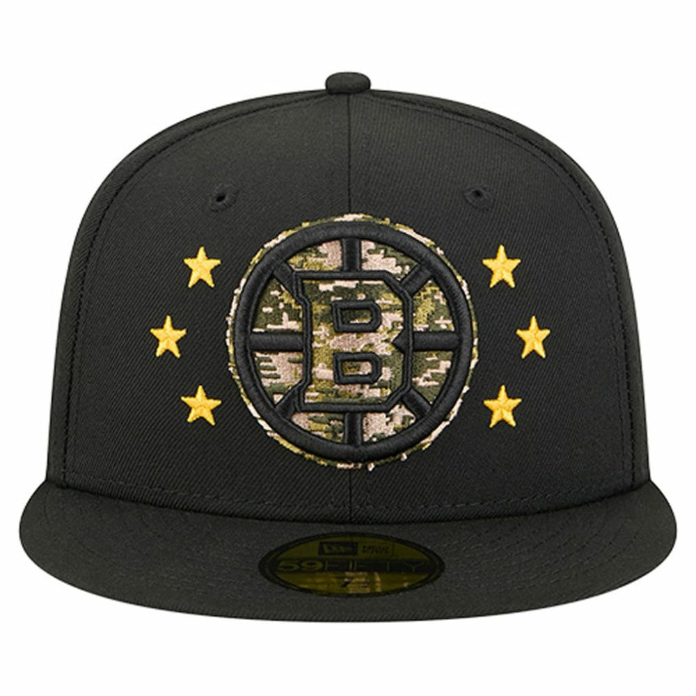 Boston Bruins New Era Military Appreciation Digital Camo Stars 59FIFTY Fitted Hat - Black | US 203166779