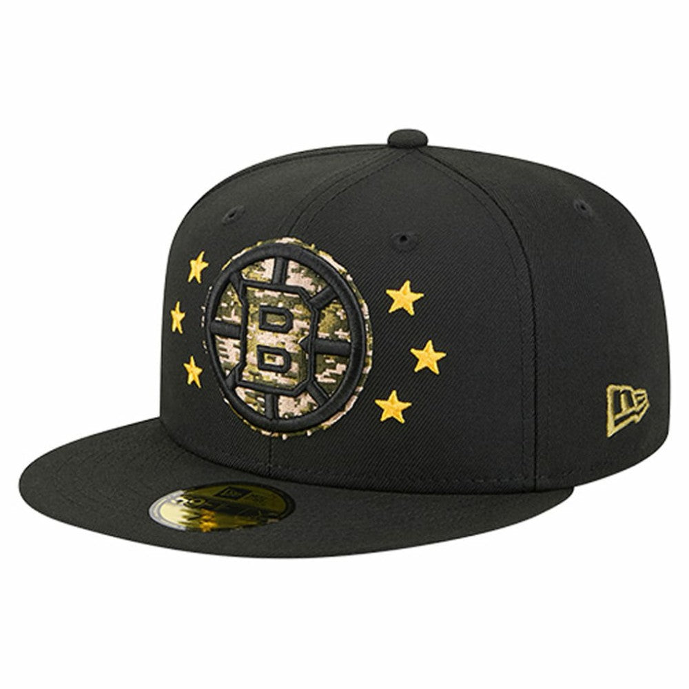Boston Bruins New Era Military Appreciation Digital Camo Stars 59FIFTY Fitted Hat - Black | US 203166779