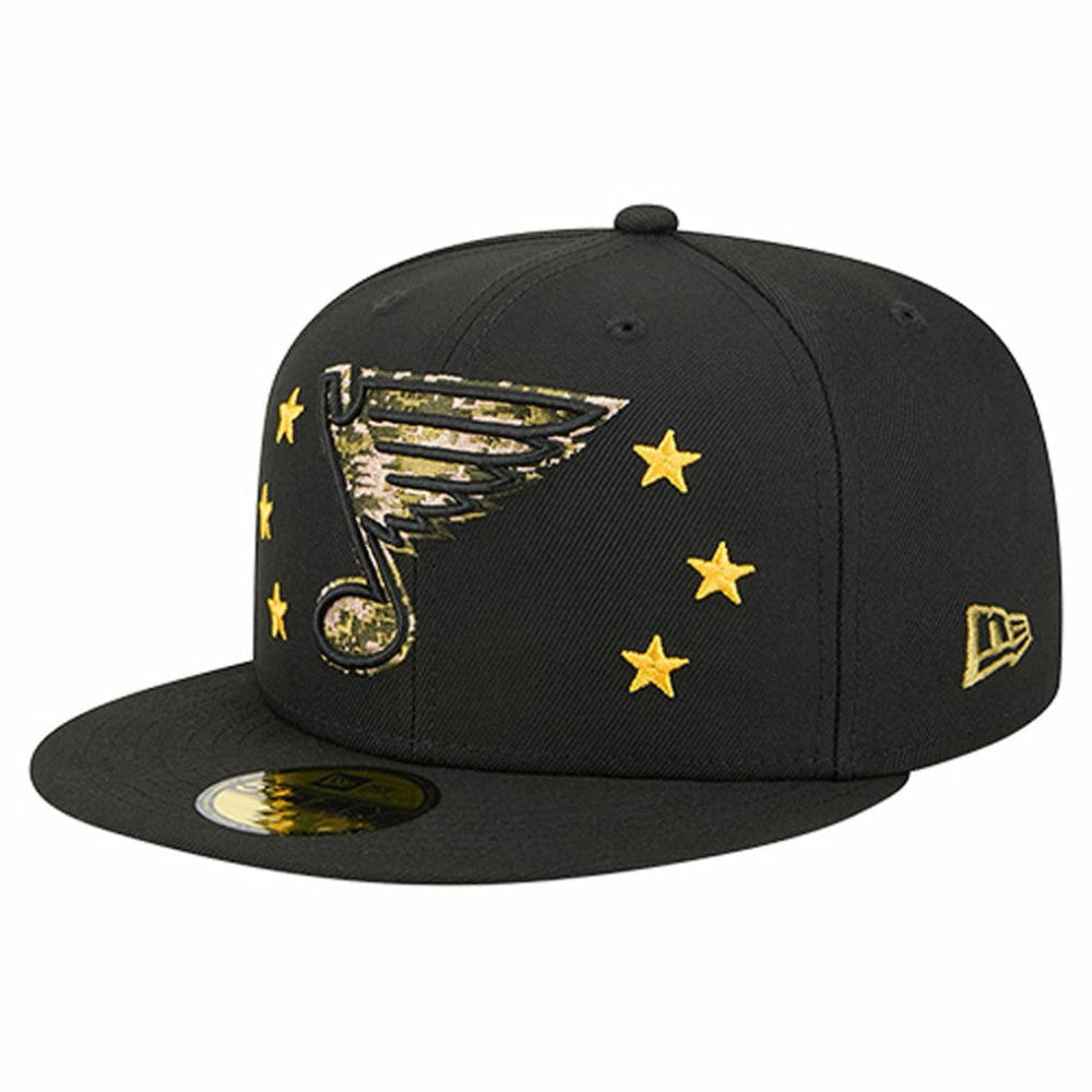 St. Louis Blues New Era Military Appreciation Digital Camo Stars 59FIFTY Fitted Hat - Black | US 203166780