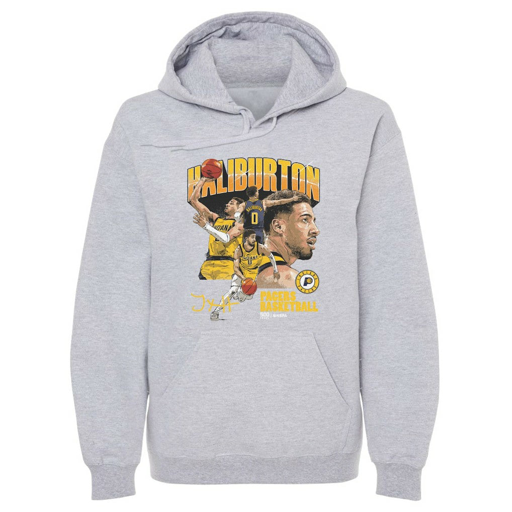 Tyrese Haliburton Indiana Pacers 500 Level Collage Pullover Hoodie Gray