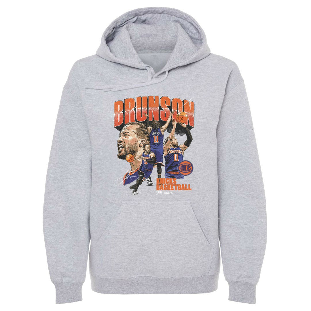 Jalen Brunson New York Knicks 500 Level Collage Pullover Hoodie Gray