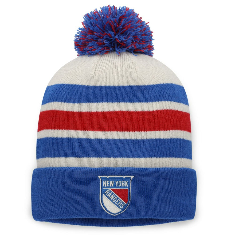 New York Rangers Fanatics 2026 NHL Winter Classic Cuffed Pom Knit Hat - Cream/Blue | US 203167162