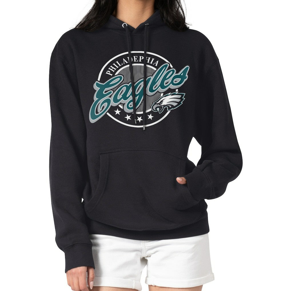 Philadelphia Eagles G-III 4Her by Carl Banks Women's Pinstripe Circle Fleece Pullover Hoodie - Black Hoodies