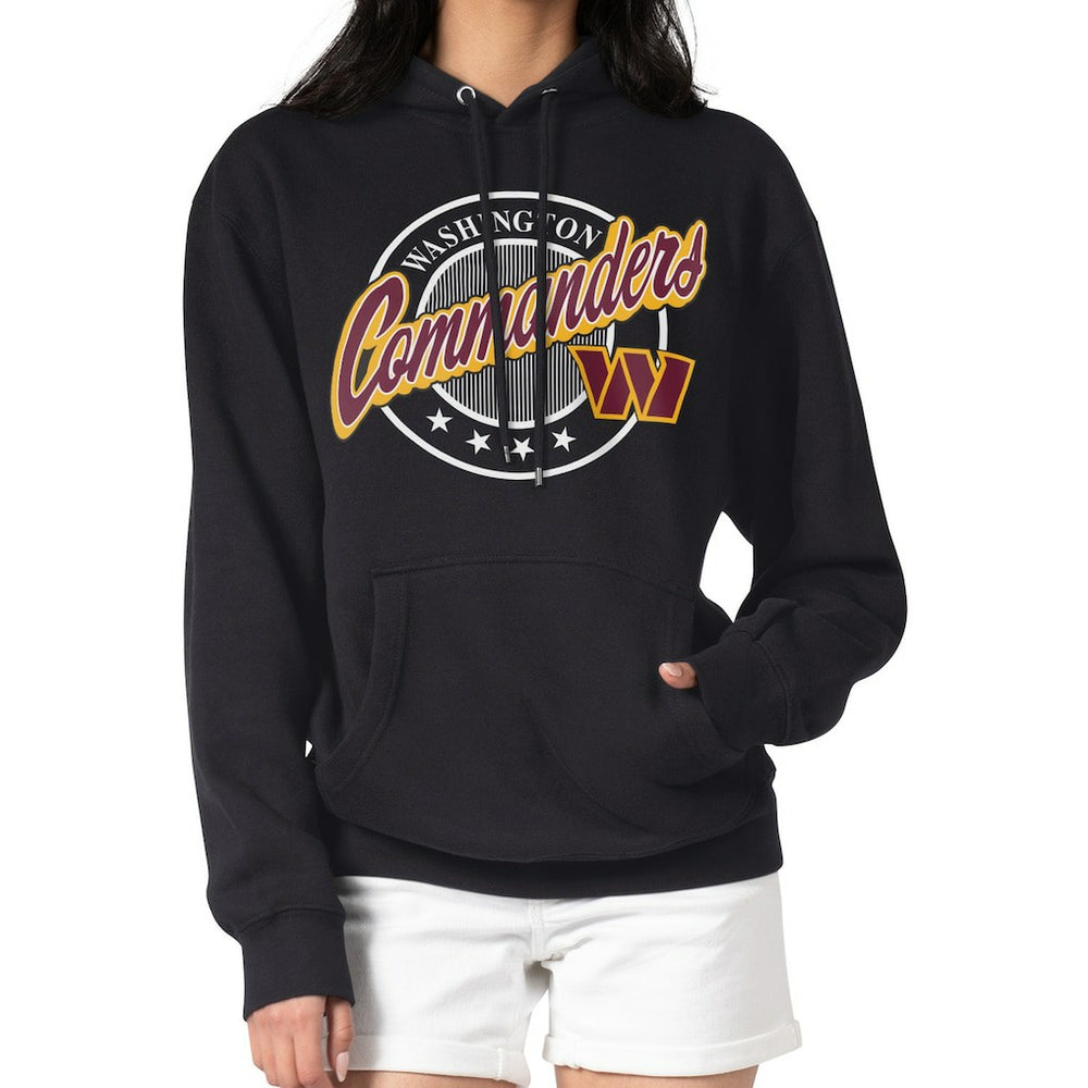Washington Commanders G-III 4Her by Carl Banks Women's Pinstripe Circle Fleece Pullover Hoodie - Black Hoodies