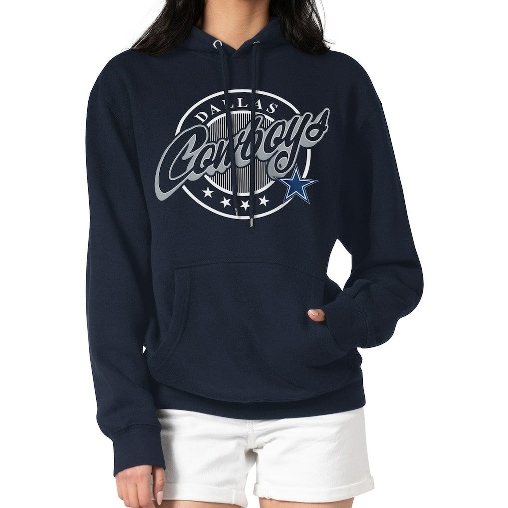Dallas Cowboys G-III 4Her by Carl Banks Women's Pinstripe Circle Fleece Pullover Hoodie - Navy Hoodies