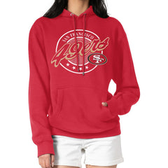 San Francisco 49ers G-III 4Her by Carl Banks Women's Pinstripe Circle Fleece Pullover Hoodie - Scarlet Hoodies