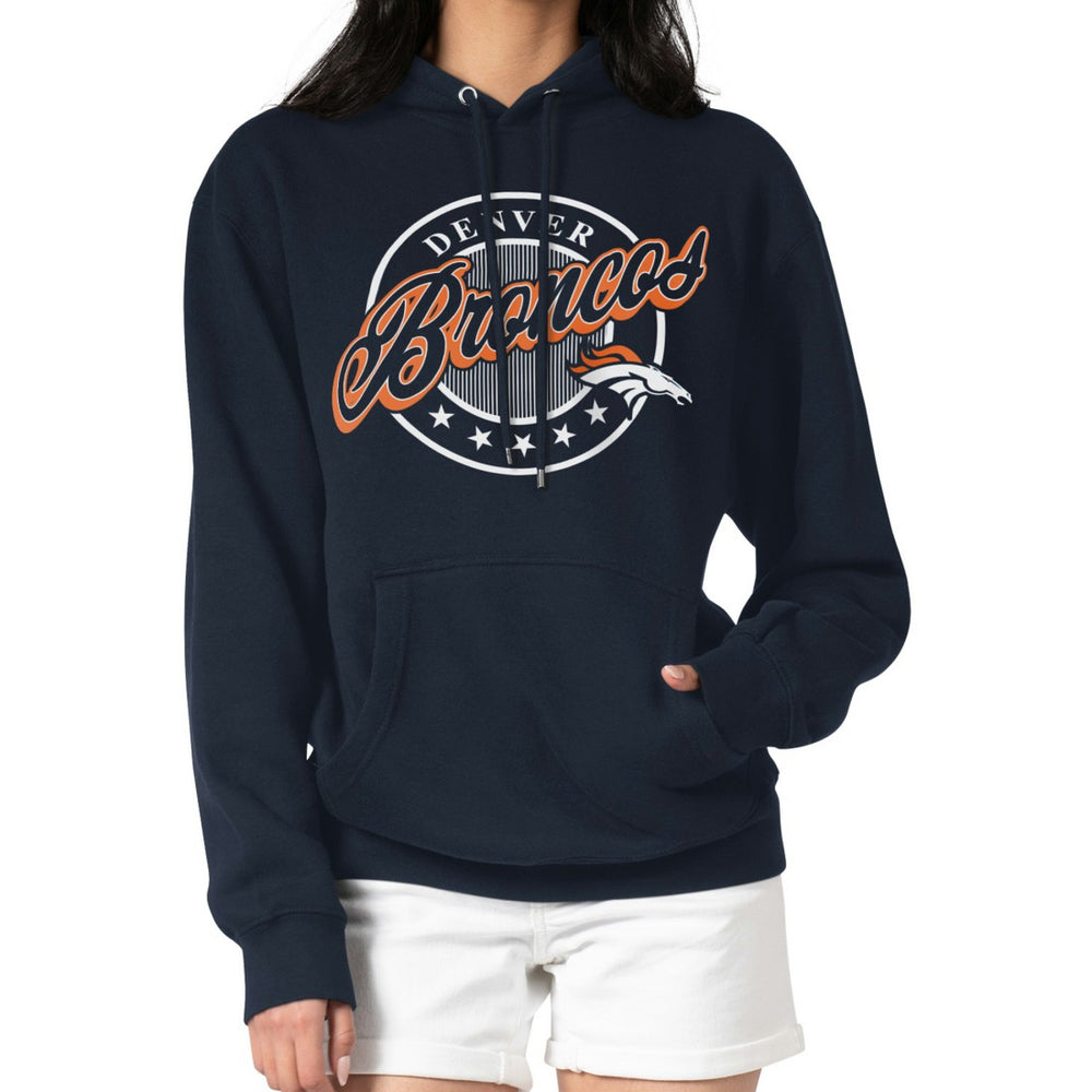 Denver Broncos G-III 4Her by Carl Banks Women's Pinstripe Circle Fleece Pullover Hoodie - Navy Hoodies