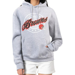 Cleveland Browns G-III 4Her by Carl Banks Women's Pinstripe Circle Fleece Pullover Hoodie - Gray Hoodies