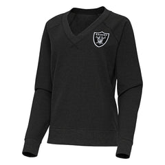Las Vegas Raiders Antigua Women's Varsity Tri-Blend V-Neck Long Sleeve T-Shirt - Heather Black T-shirts