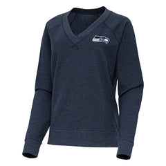 Seattle Seahawks Antigua Women's Varsity Tri-Blend V-Neck Long Sleeve T-Shirt - Heather College Navy T-shirts