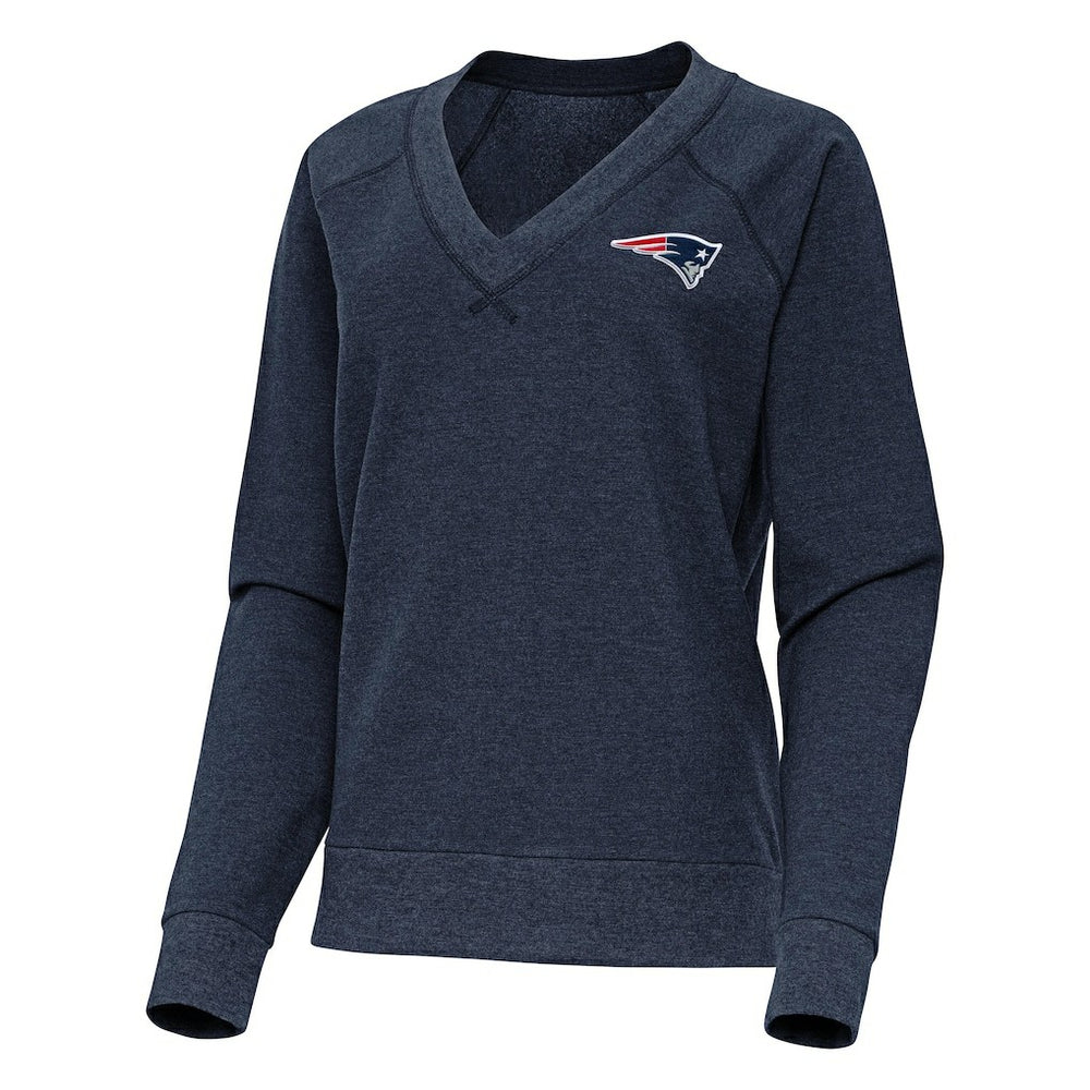 New England Patriots Antigua Women's Varsity Tri-Blend V-Neck Long Sleeve T-Shirt - Heather Navy T-shirts