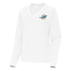 Miami Dolphins Antigua Women's Varsity Tri-Blend V-Neck Long Sleeve T-Shirt - White T-shirts