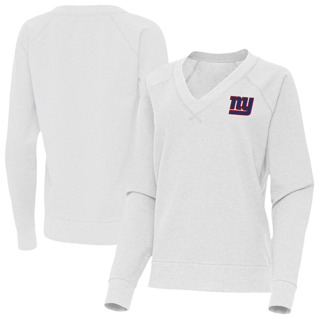 New York Giants Antigua Women's Varsity Tri-Blend V-Neck Long Sleeve T-Shirt - Heather Gray T-shirts