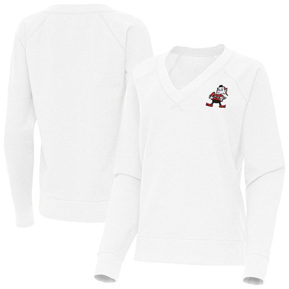 Cleveland Browns Antigua Women's Varsity Tri-Blend V-Neck Long Sleeve T-Shirt - White T-shirts