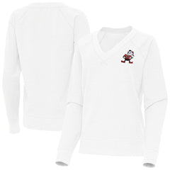 Cleveland Browns Antigua Women's Varsity Tri-Blend V-Neck Long Sleeve T-Shirt - White T-shirts