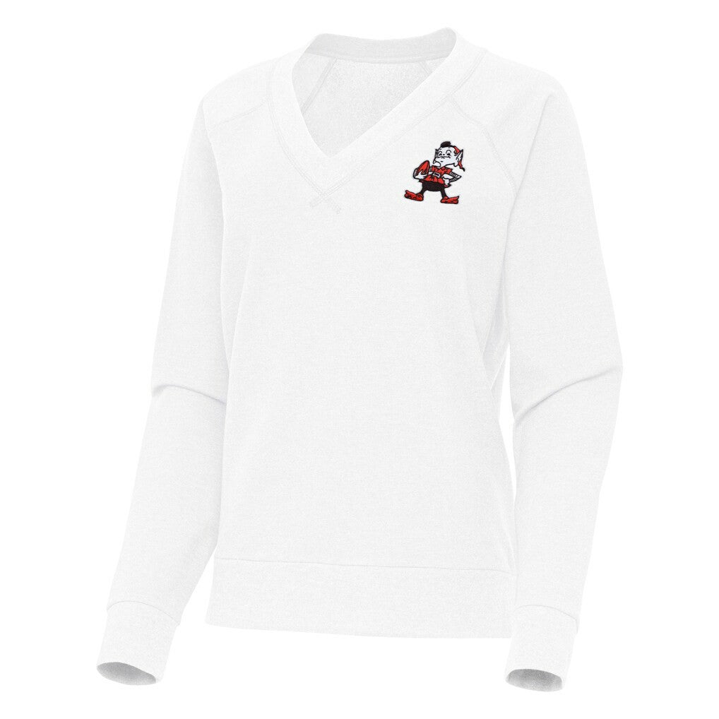 Cleveland Browns Antigua Women's Varsity Tri-Blend V-Neck Long Sleeve T-Shirt - White T-shirts