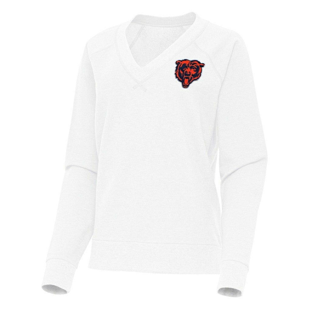 Chicago Bears Antigua Women's Varsity Tri-Blend V-Neck Long Sleeve T-Shirt - White T-shirts