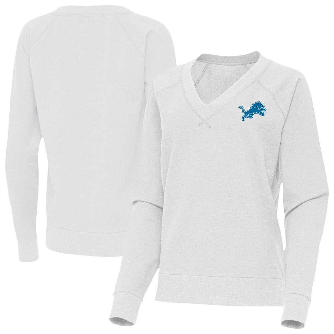 Detroit Lions Antigua Women's Varsity Tri-Blend V-Neck Long Sleeve T-Shirt - Heather Gray T-shirts