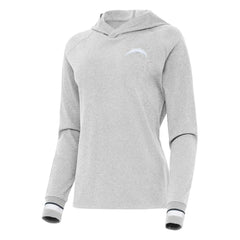 Los Angeles Chargers Antigua Women's Trek Raglan Pullover Hoodie - Heather Gray Hoodies