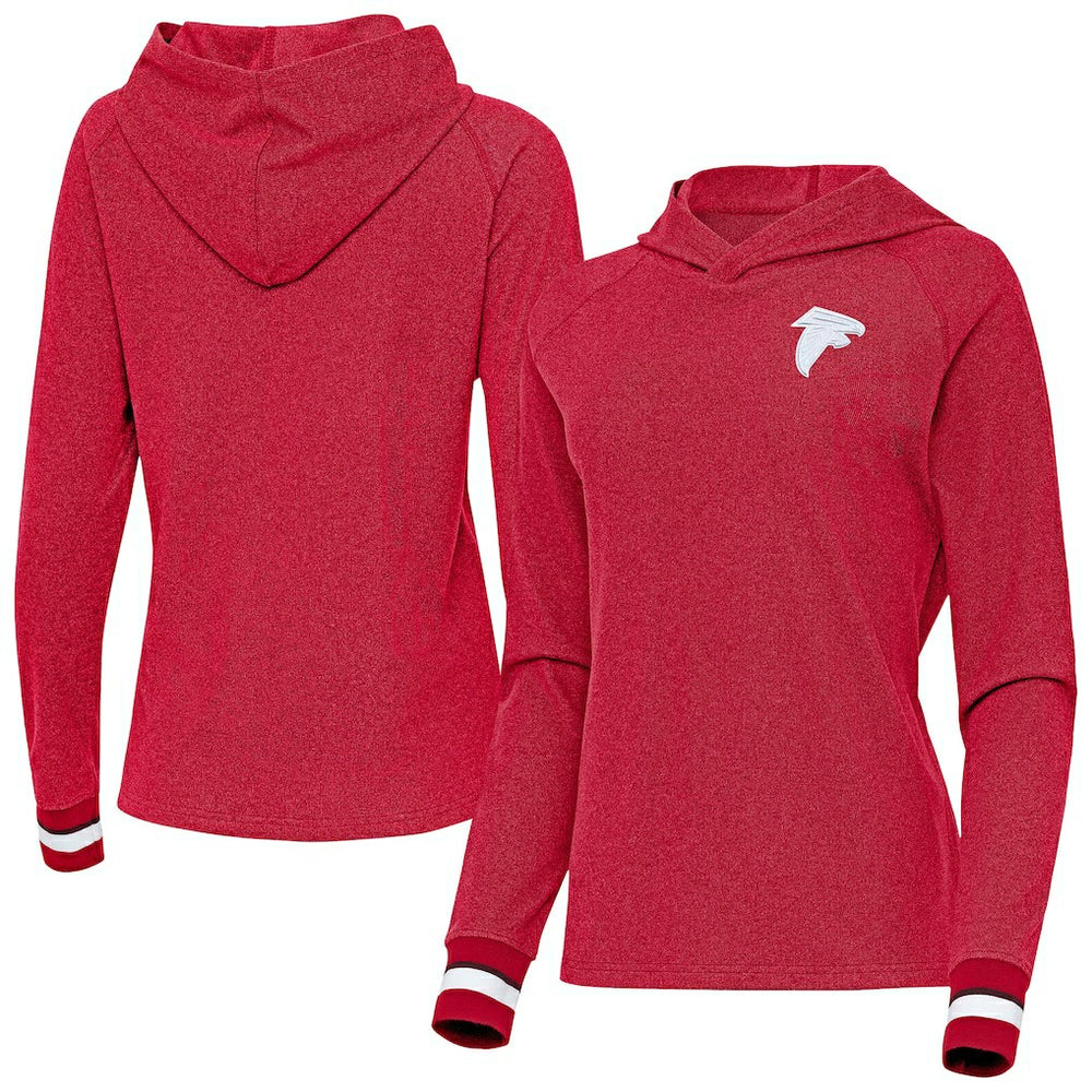 Atlanta Falcons Antigua Women's Trek Raglan Pullover Hoodie - Red Hoodies