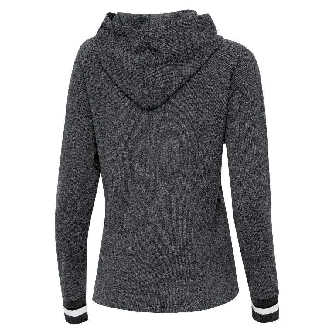 Detroit Lions Antigua Women's Trek Raglan Pullover Hoodie - Heather Charcoal Hoodies